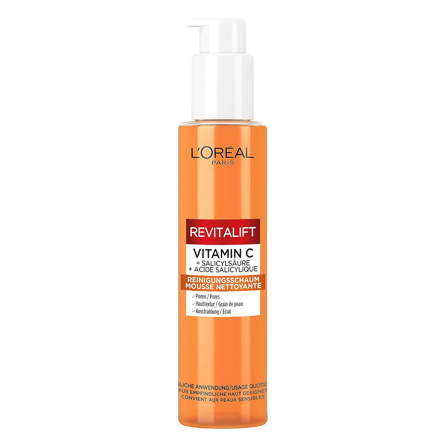 L'Oréal Paris L\'Oréal Paris Vitamin C Cleansing Foam for Women: for Cleansed and Fresh Skin with Vitamin C and Salicylic Acid, Revitalift Clinical, 1 x 150 ml