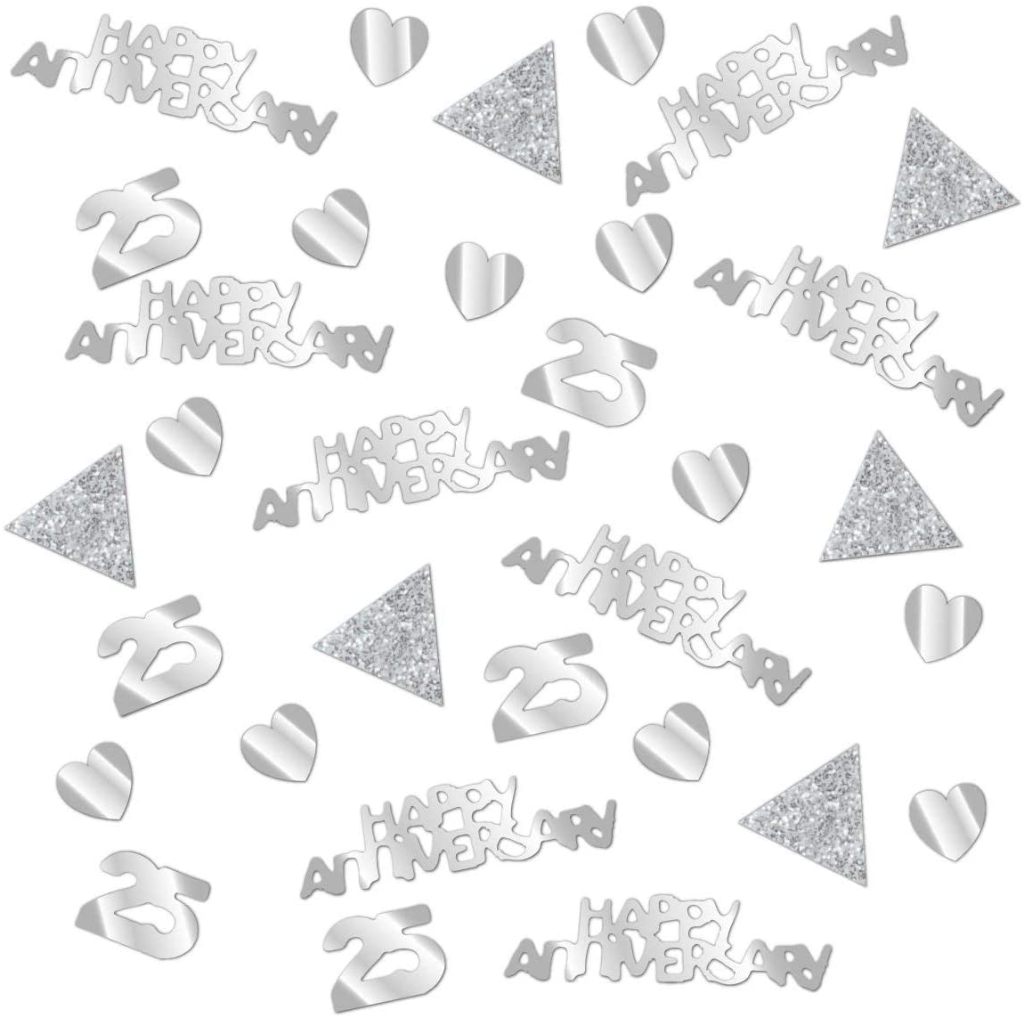 Neu: New: 28 g Confetti * 25 Years Silver Wedding/Anniversary Silver Glitter Wedding Marriage Fünfundzwanzig Celebration Themed Decorative