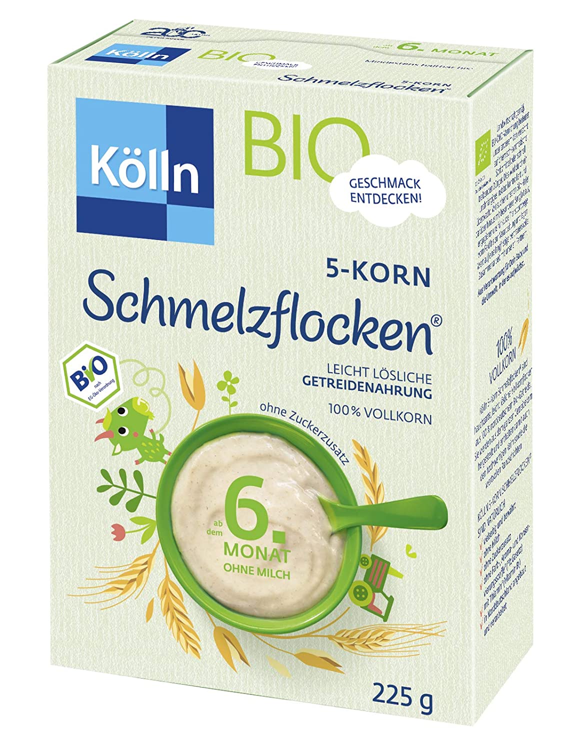 Kölln Schmelzflocken 5-Korn, Ohne Zuckerzusatz, 225 g, 6 Packung