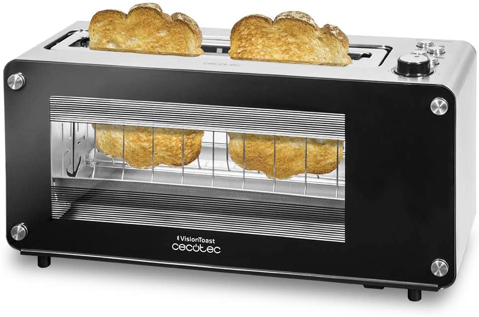 Cecotec VisionToast Toaster Glass Window XL Slot 7 Toast Levels 3 Functions 7 Ways 2 Toasts 1260W