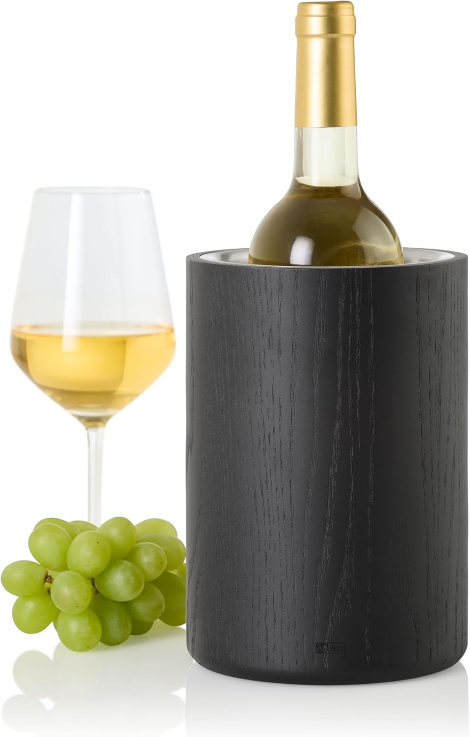AdHoc WK31 Bottle Cooler for Wine, Sparkling Wine, Champagne Vine, Suitable for All Types of Drinks Bottles, Ash Wood, Stainless Steel