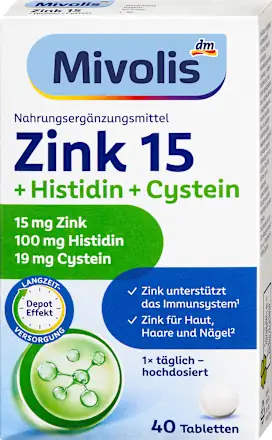 Mivolis Zinc 15 + Histidine + Cysteine ​​Tablets 40 tablets, 19 g