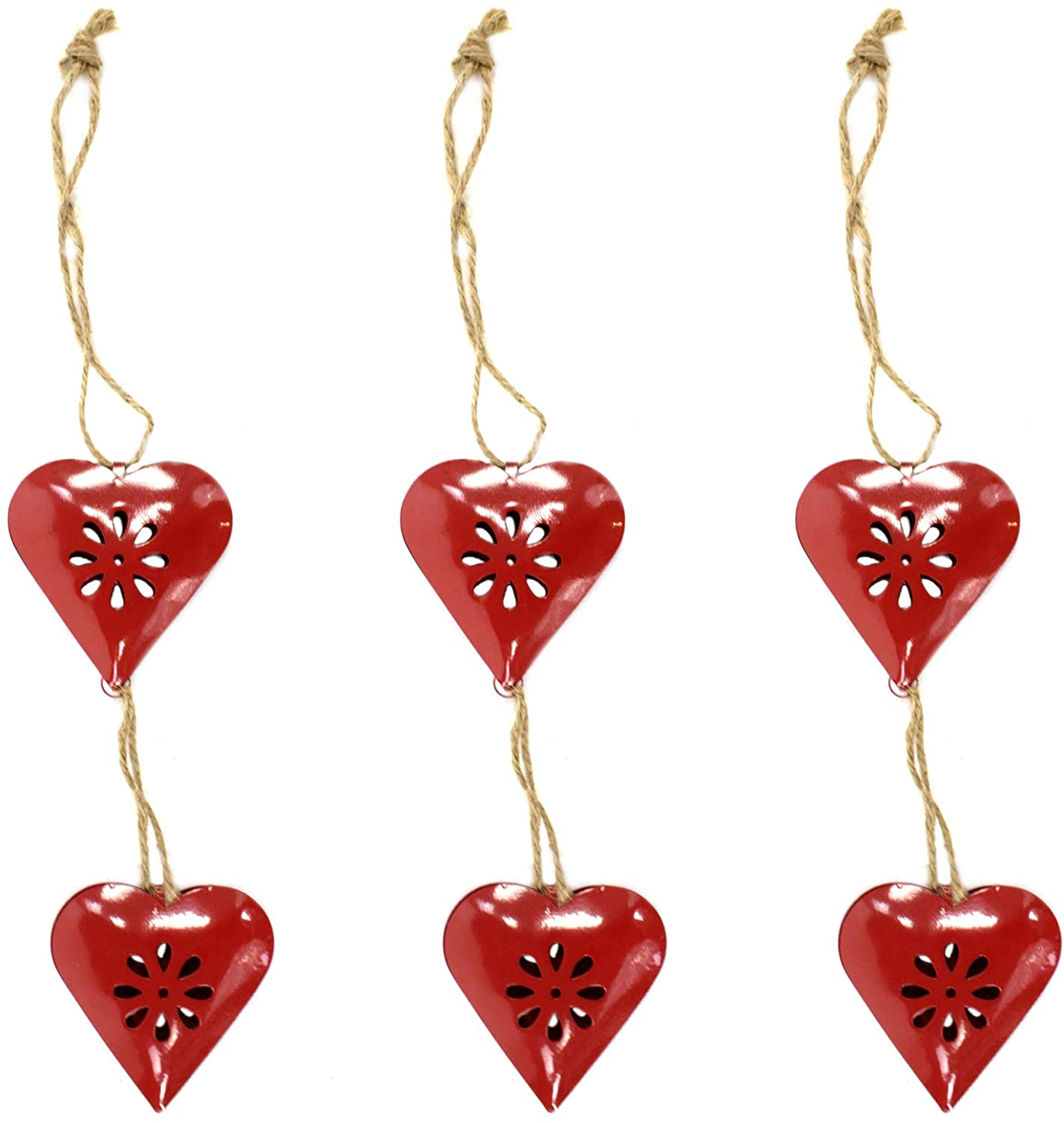 DARO DEKO Daro Decorative Metal Double Heart Hanging 50 Cm