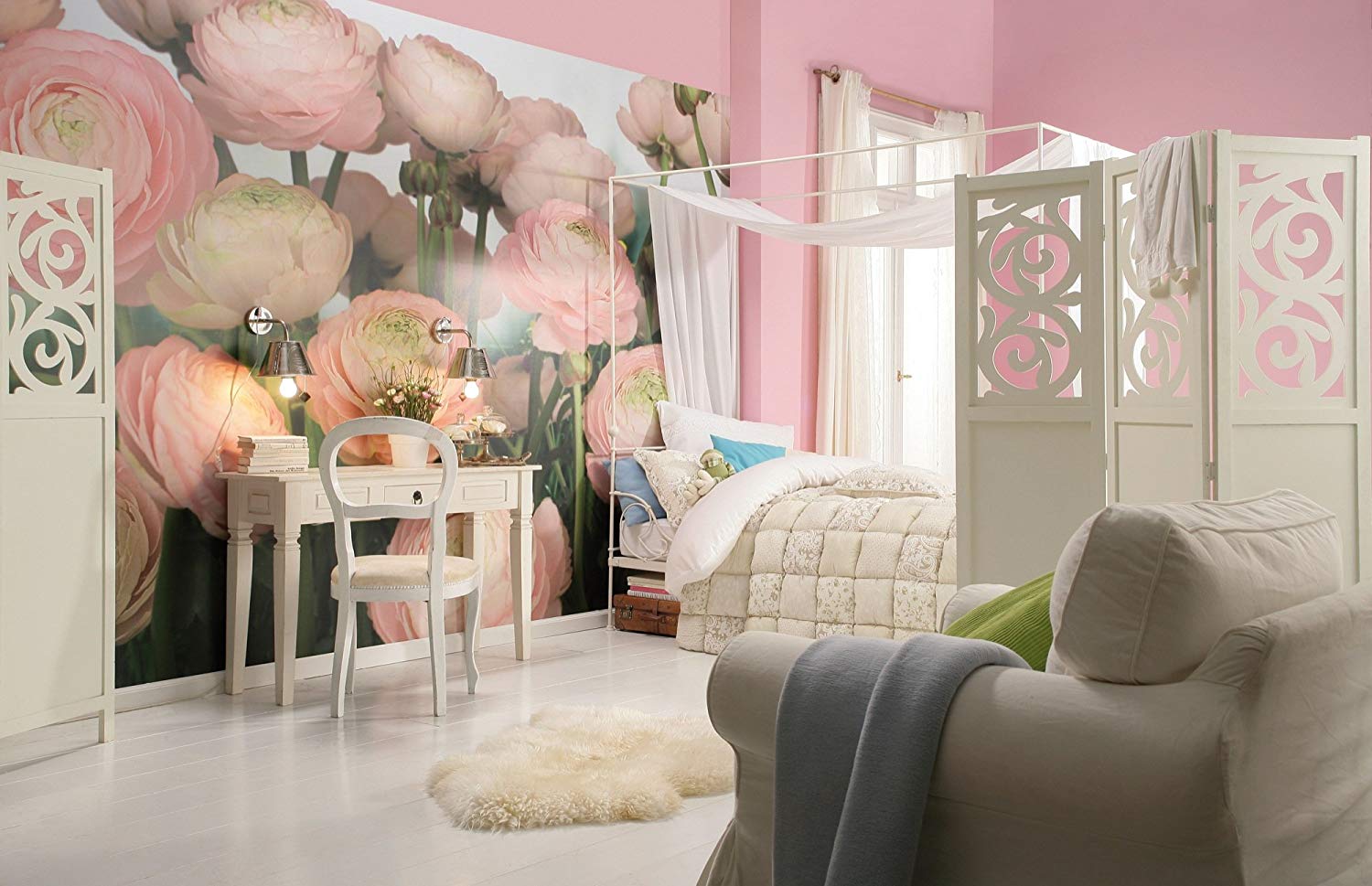 Komar 8 – 894 Wall Mural 368 x 254 cm Gentle Rose Flower – Pink (Pack of 8)