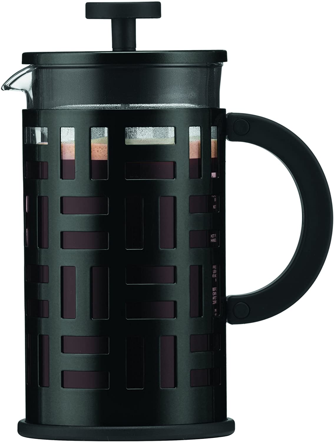 BODUM 1 Litre 34 oz 8-Cup Stainless Steel Frame Eileen Coffee Maker, Black