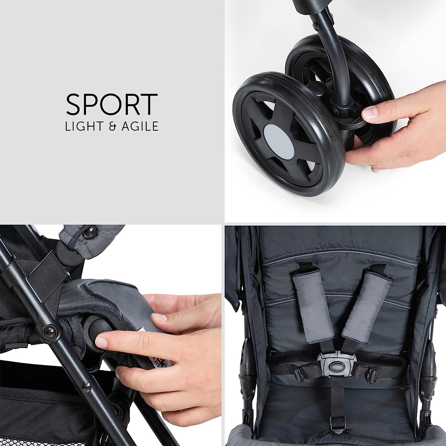 Hauck Lightweight Stroller up to 18 kg with reclining function from birth, small foldaway, sun canopy, large basket