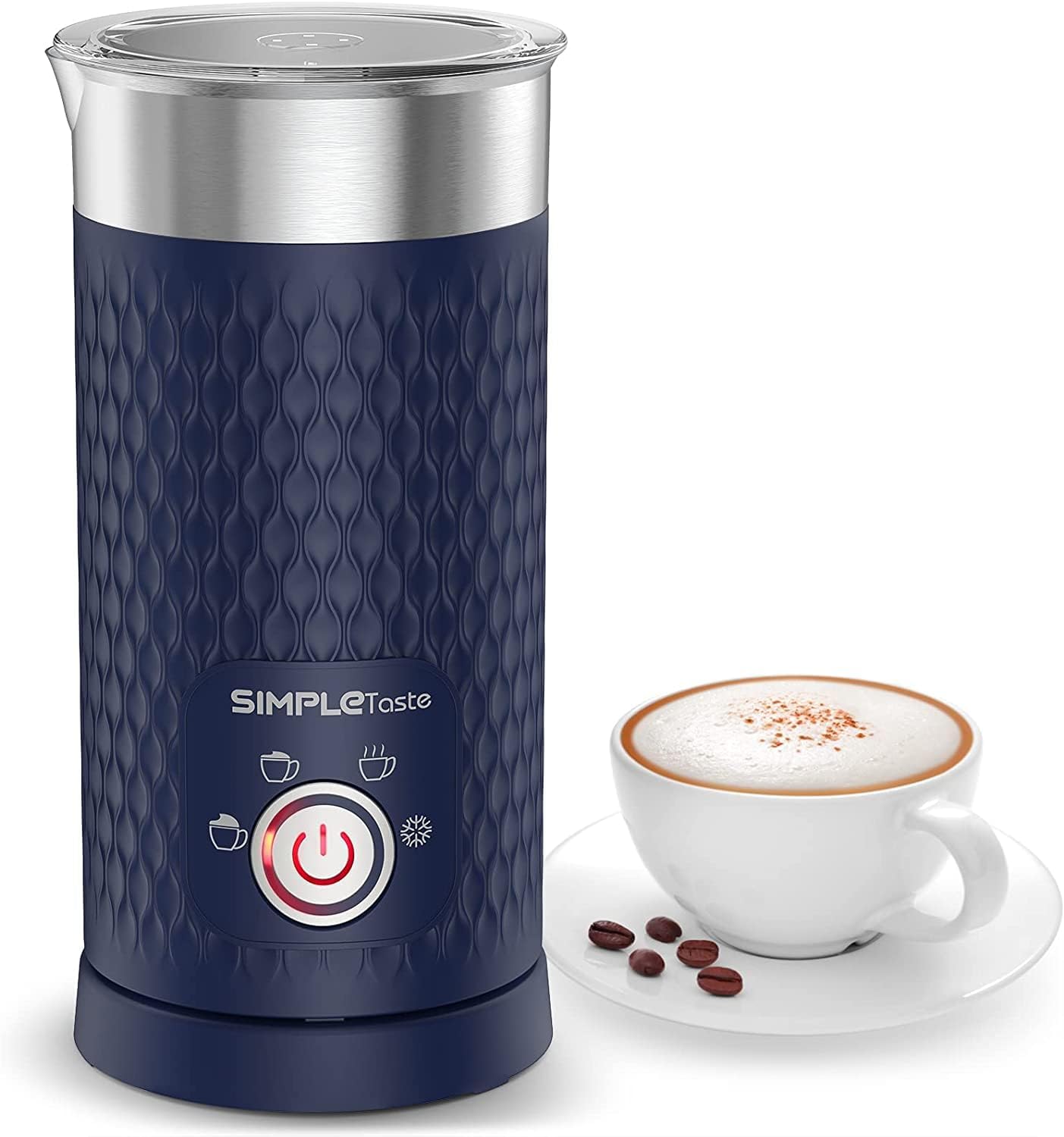 SIMPLETaste Milk Frother, 4-in-1 Electric Milk Steamer, Automatic Hot and Cold Foam Maker and Milk Warmer for Latte, Cappuccino, Macchiato
