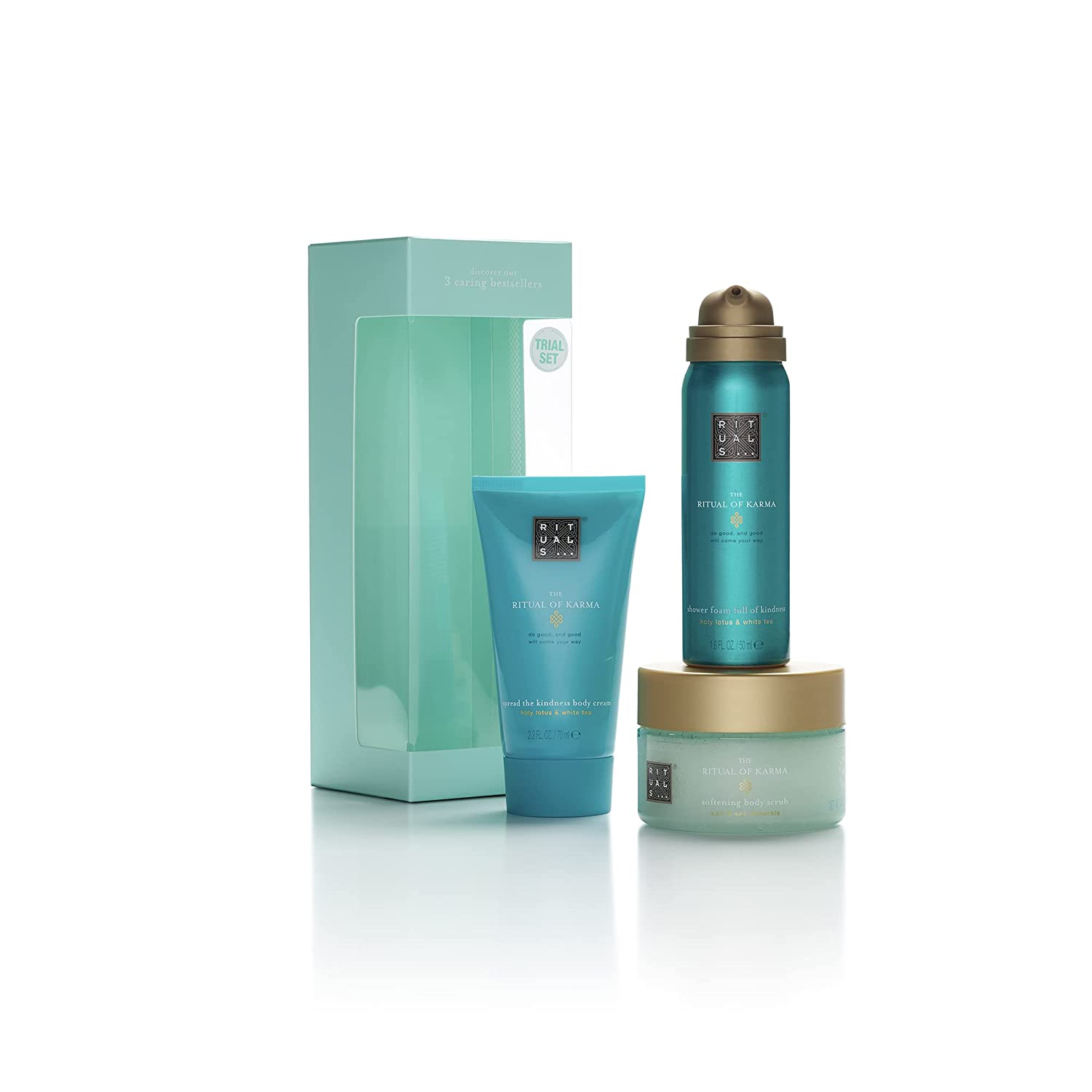RITUALS The Ritual of Karma Tasting Size Gift Set - With Summer Holy Lotus and White Tea - Moisturising and Cooling, ‎blue