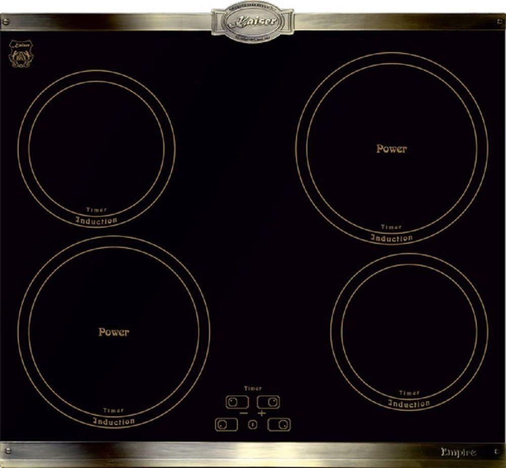 Kaiser Store Kaiser Induction Hob KCT 6395 Iem, 60 cm, Retro Hob, Metal Plates, Bronze, 4 QickHeat Zones + WK 2000 RedEm Retro Kettle Control LED 2 L 1800 W Rotation