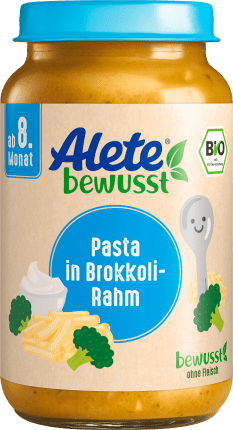 Alete bewusst Menu pasta in broccoli cream from the 8th month, 220 g