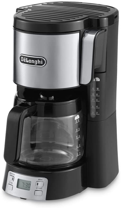 DeLonghi De\'Longhi Front Loading Filter Coffee Maker 10-15 Cup Capacity Digital with Timer ICM15250, 1.3 L, 1000 W - Black