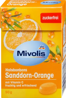 Mivolis Bonbon, sea buckthorn orange, sugar-free, 50 g