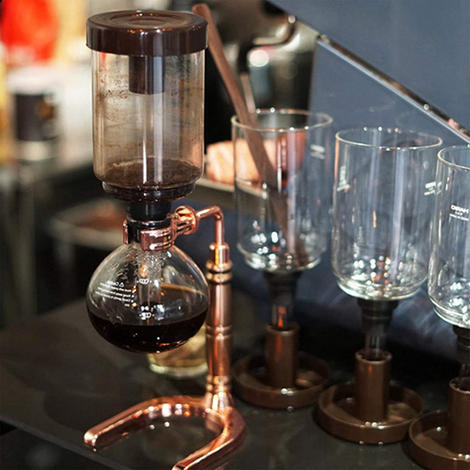 huiingwen Japanese Style Siphon Coffee Machine Tea Siphon Pot Vacuum Coffee Machine Glass Type Coffee Machine Filter 3 Cups