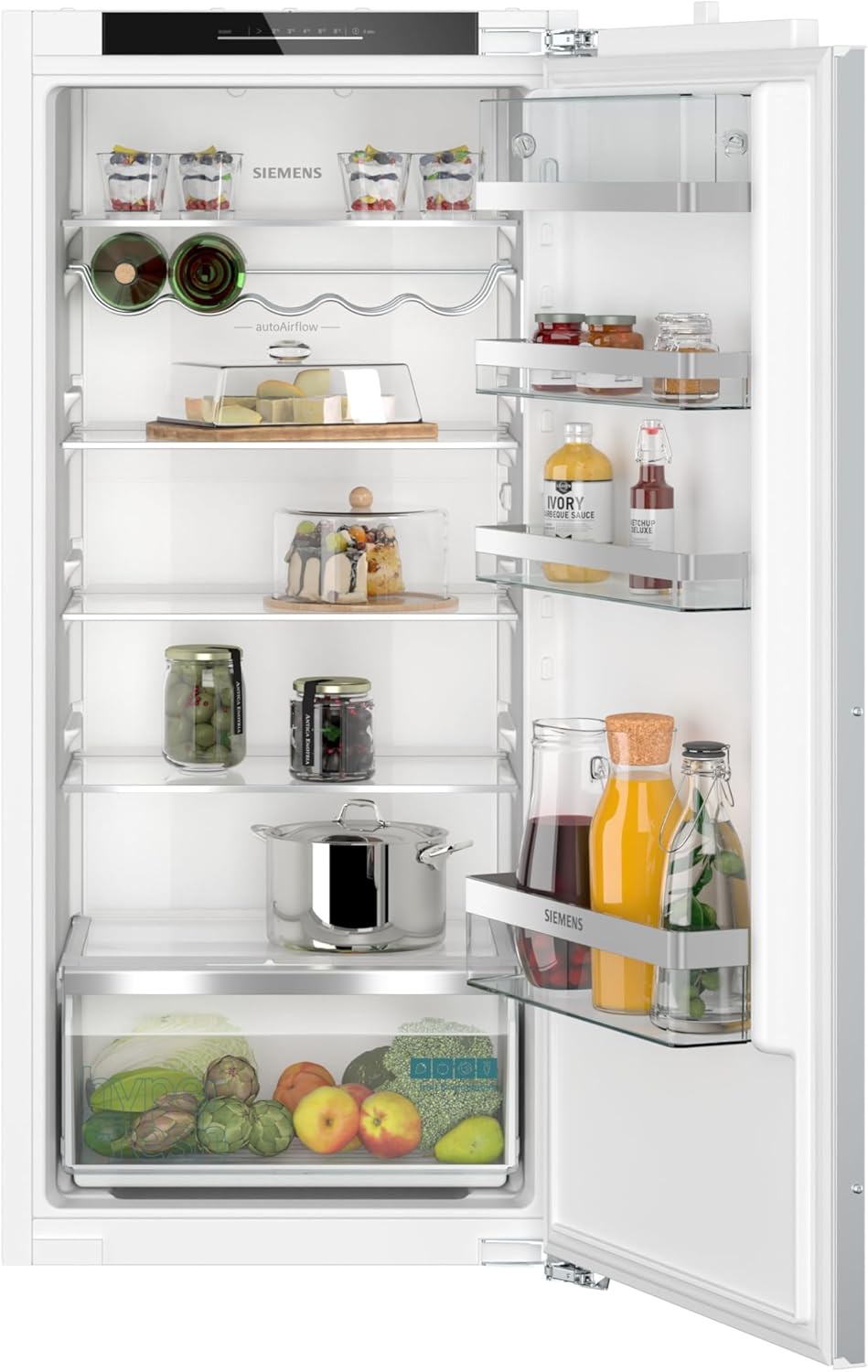 Siemens KI41RADD1 iQ500, Built-in Fridge, 122.5 x 56 cm Recess 204 L, Made in Germany, Very Quiet, HyperFresh Box, Longer Freshness, LED Lighting, SuperCooling, AutoAirflow, Flat Hinge