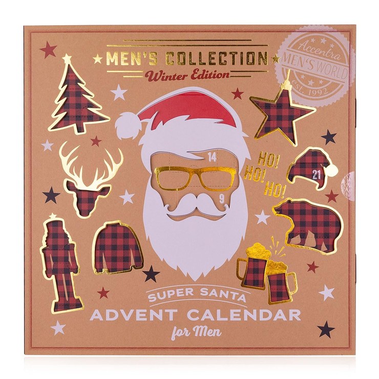 Accentra Men\'s Advent Calendar Cosmetics with 24 Care Products - Beauty Advent Calendar for Men - Care Christmas Calendar with Body Lotion, After-Save, Soap, Shower Gel, Beard Care and Much More