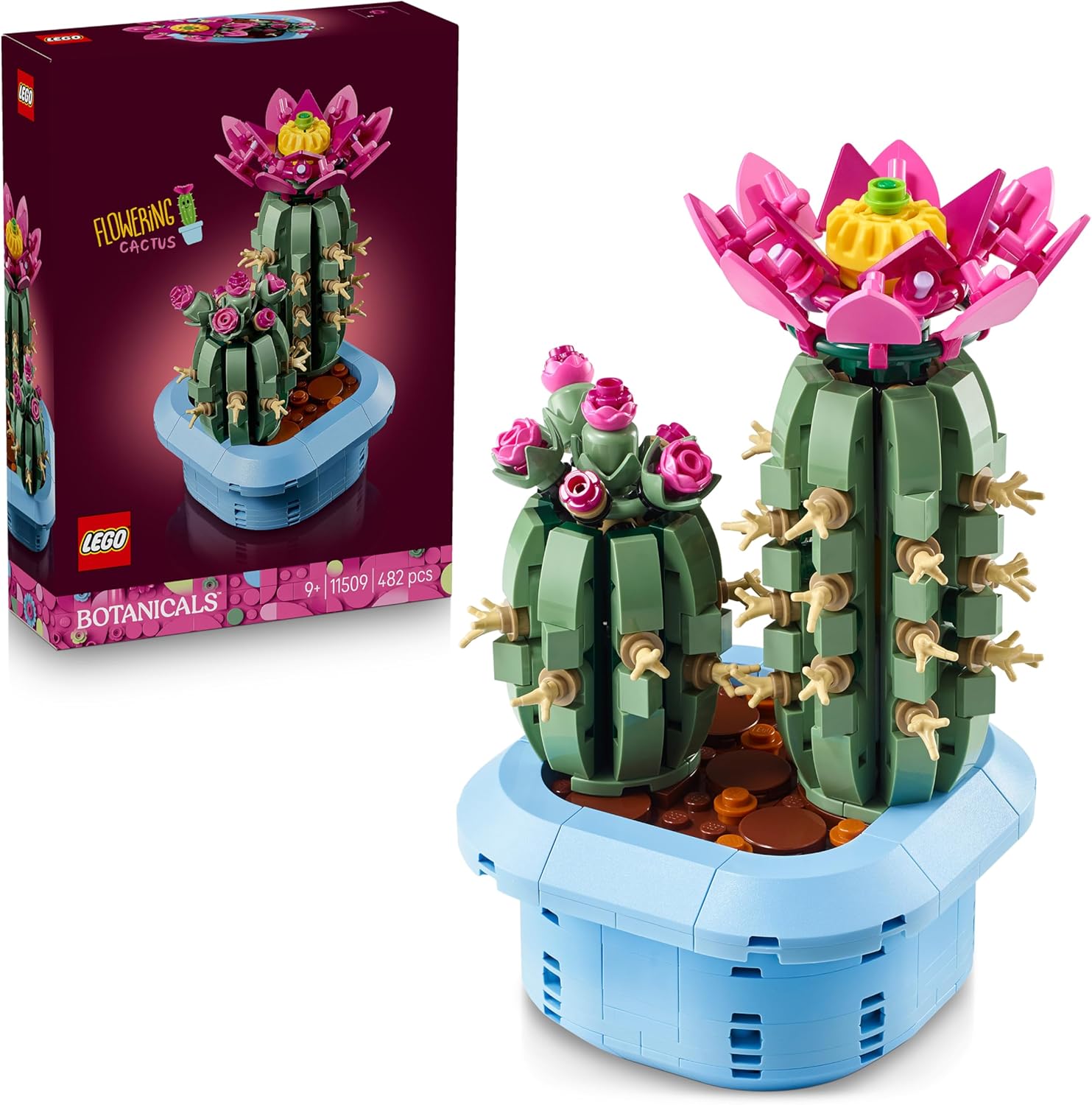 LEGO Botanicals Blooming Cactus - Set with Artificial Plant with 2 Cacti & Artificial Flowers - DIY Decoration - Valentine\'s Day Gift Idea for Girls from 9 Years and Adults Plant Lovers - 11509