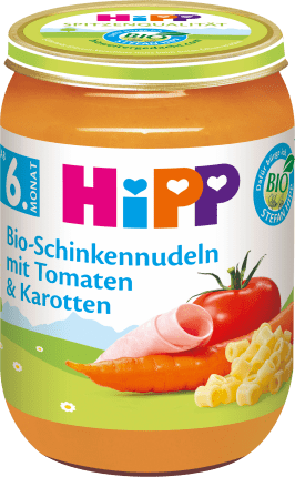 HiPP Menu Organic ham noodles with tomatoes & carrots from the 6th month, 190 g