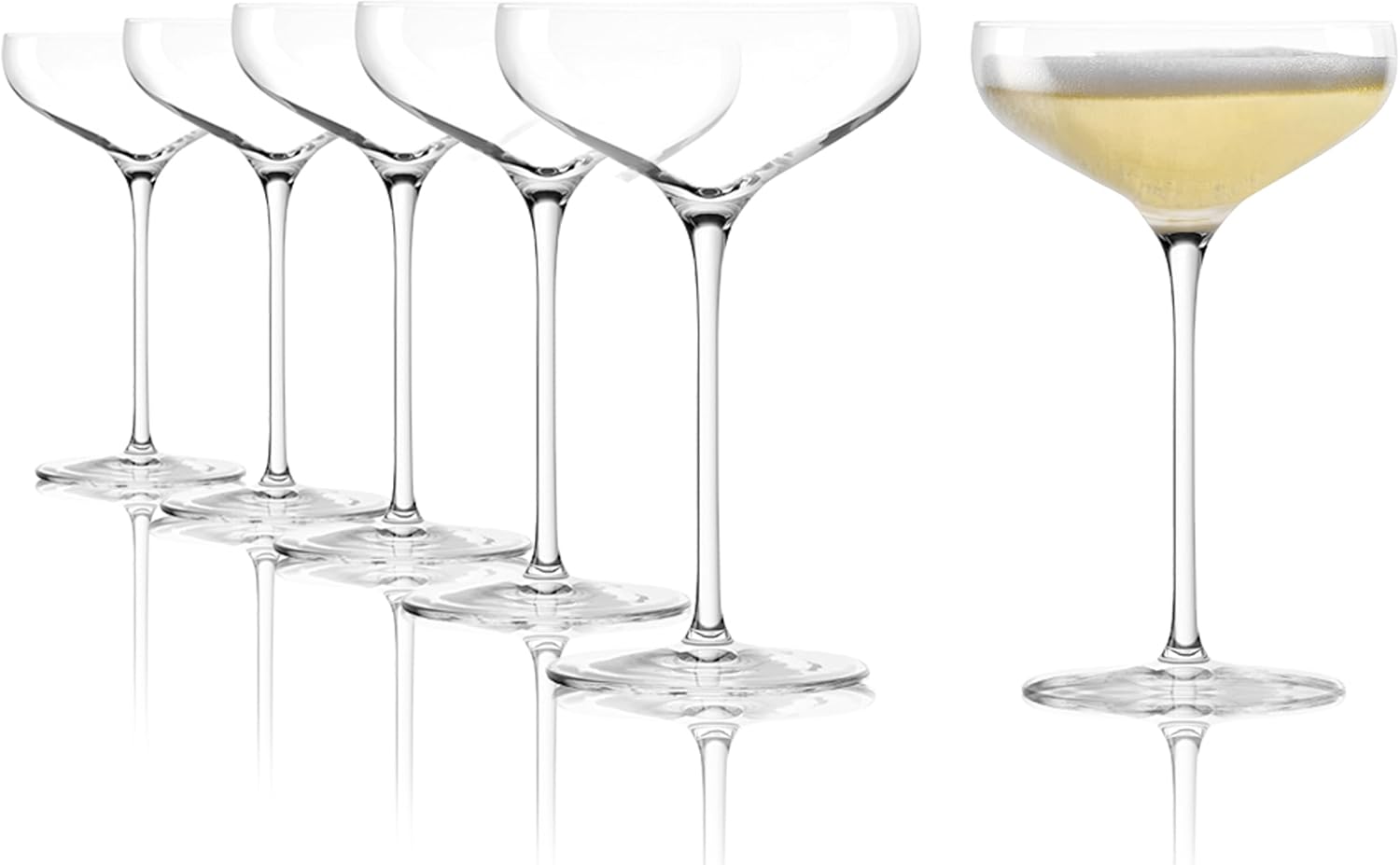 Stölzle Lausitz Swing Champagne Bowl, Set of 6, 300 ml, Elegant Champagne Glasses, Also Ideal for Sparkling Wine & Cocktails, High-Quality Coupette Crystal Glasses, Dishwasher & Shockproof, Made in