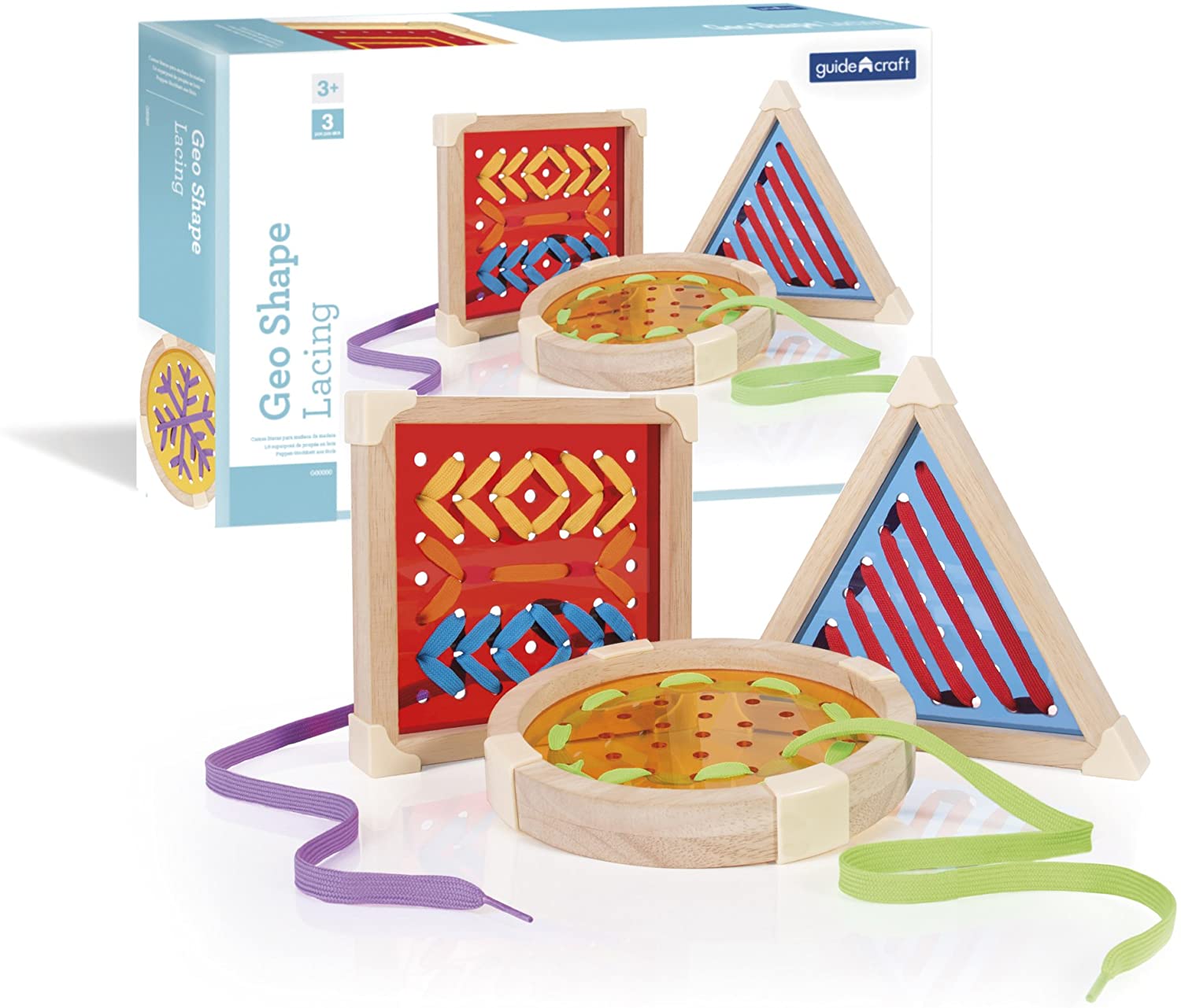 Guidecraft G6801 Geo Shape Lacing Playset By Guidecraft