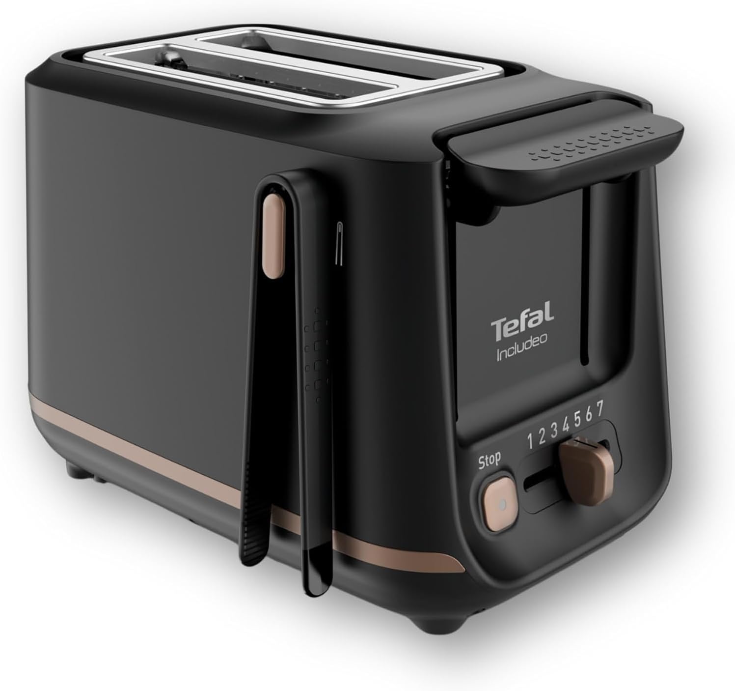 Tefal Store Tefal Black 2 Slot Toaster with Magnetic Clips, Large Controls, 7 Browning Levels, Removable Crumb Tray, Raise Function TT533811