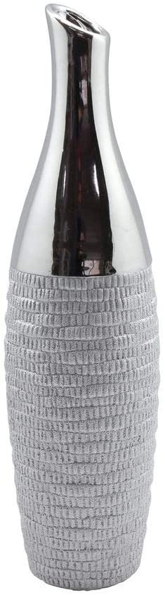 GILDE Loona Ceramic Floor Vase 40 x 10.5 cm Silver