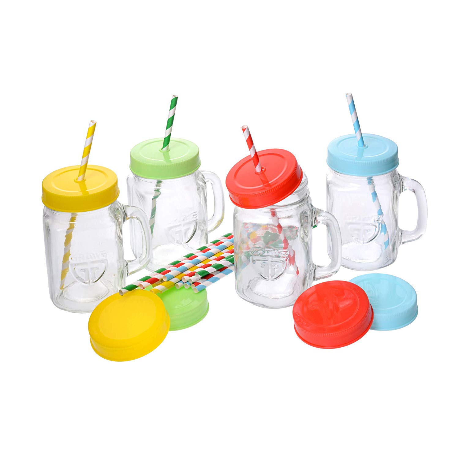GRAWE Graewe Drinking Glass With Lid And Straw Set Of 4 Drinking Glasses With Scr