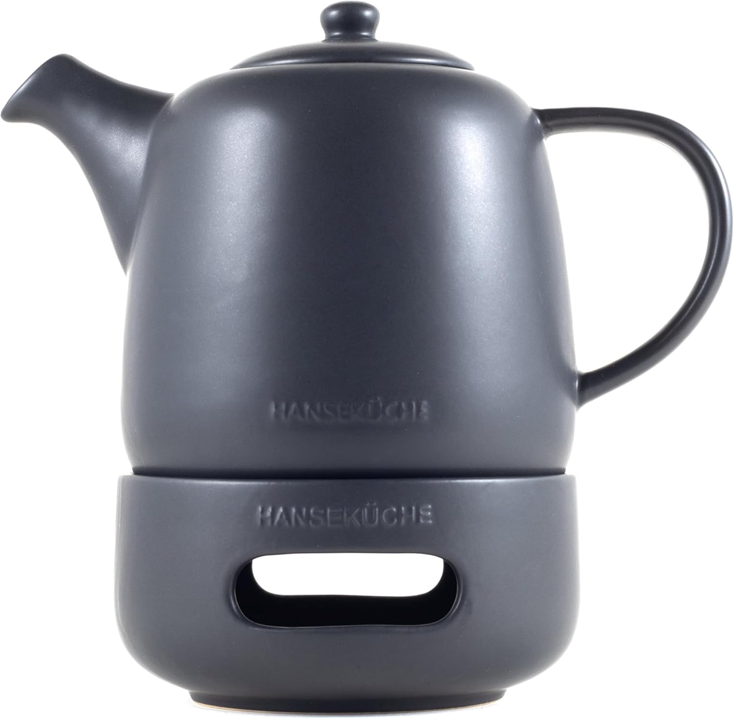 Teapot with Warmer - High Quality Tea Maker with Strainer Insert Made of 304 Stainless Steel - Design Tea Container for Tea and Tea Bags Insulated Jug Tea Maker, Black, Strainer