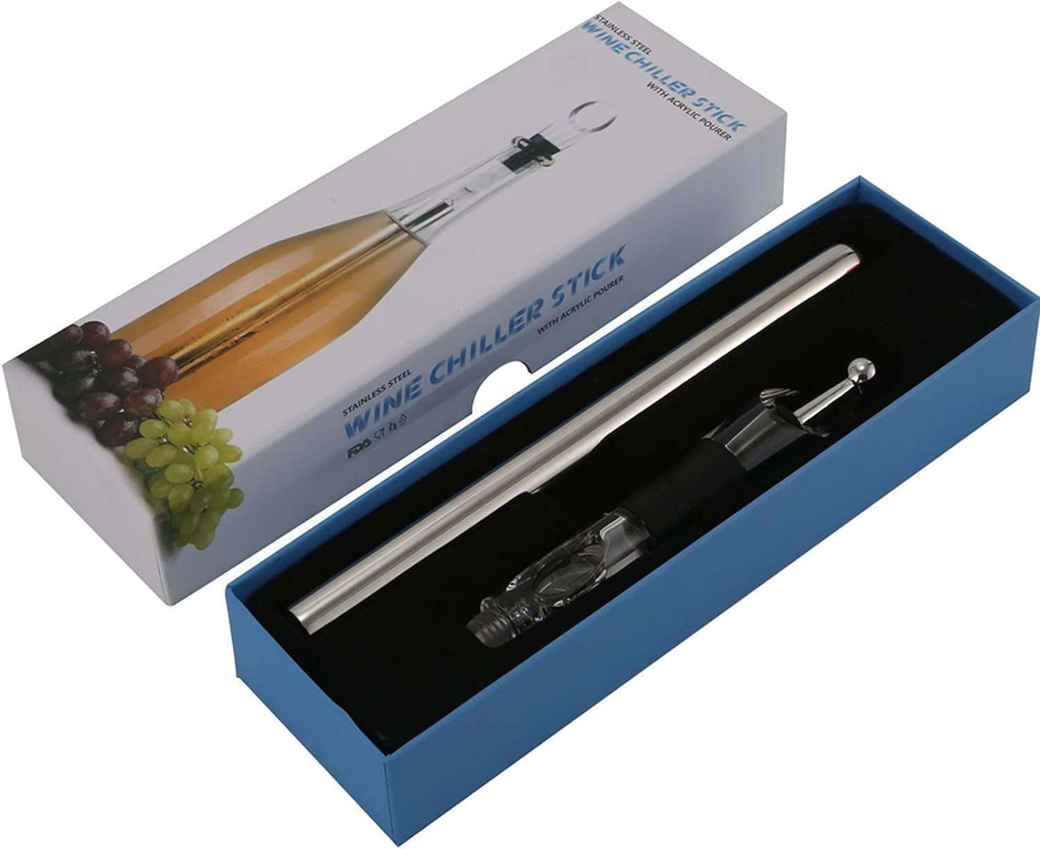 YUETTYY Wine Cooler, Stainless Steel Wine Pourer and Cooling Rod, Wine Bottle Cooler with Aerator Pourer