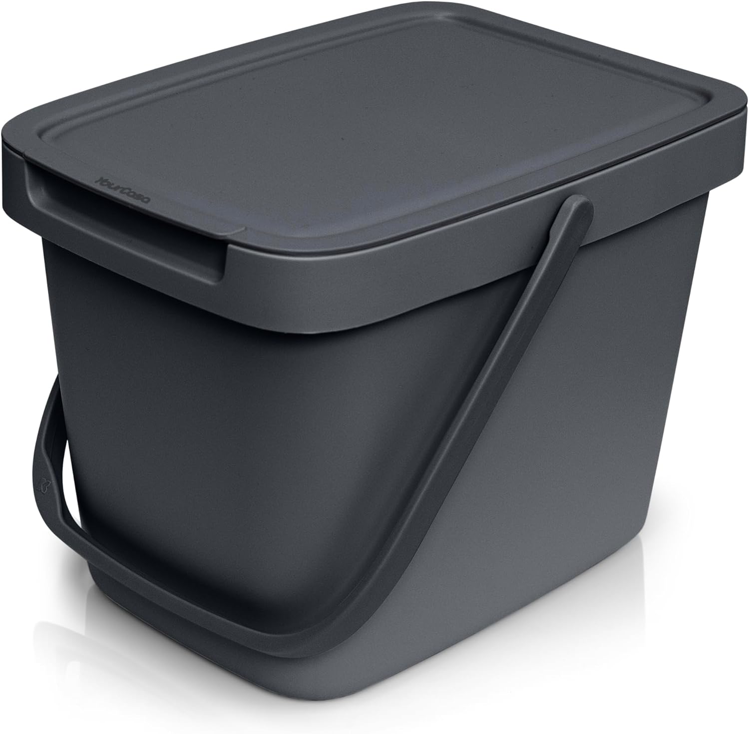 YourCasa Organic Kitchen Waste Bin - 6 L Compost Bin Kitchen for Everyday Organic Waste Container - with Lid and Wall Hanger - Organic Waste Bin Kitchen Small - Organic Bucket (Anthracite)