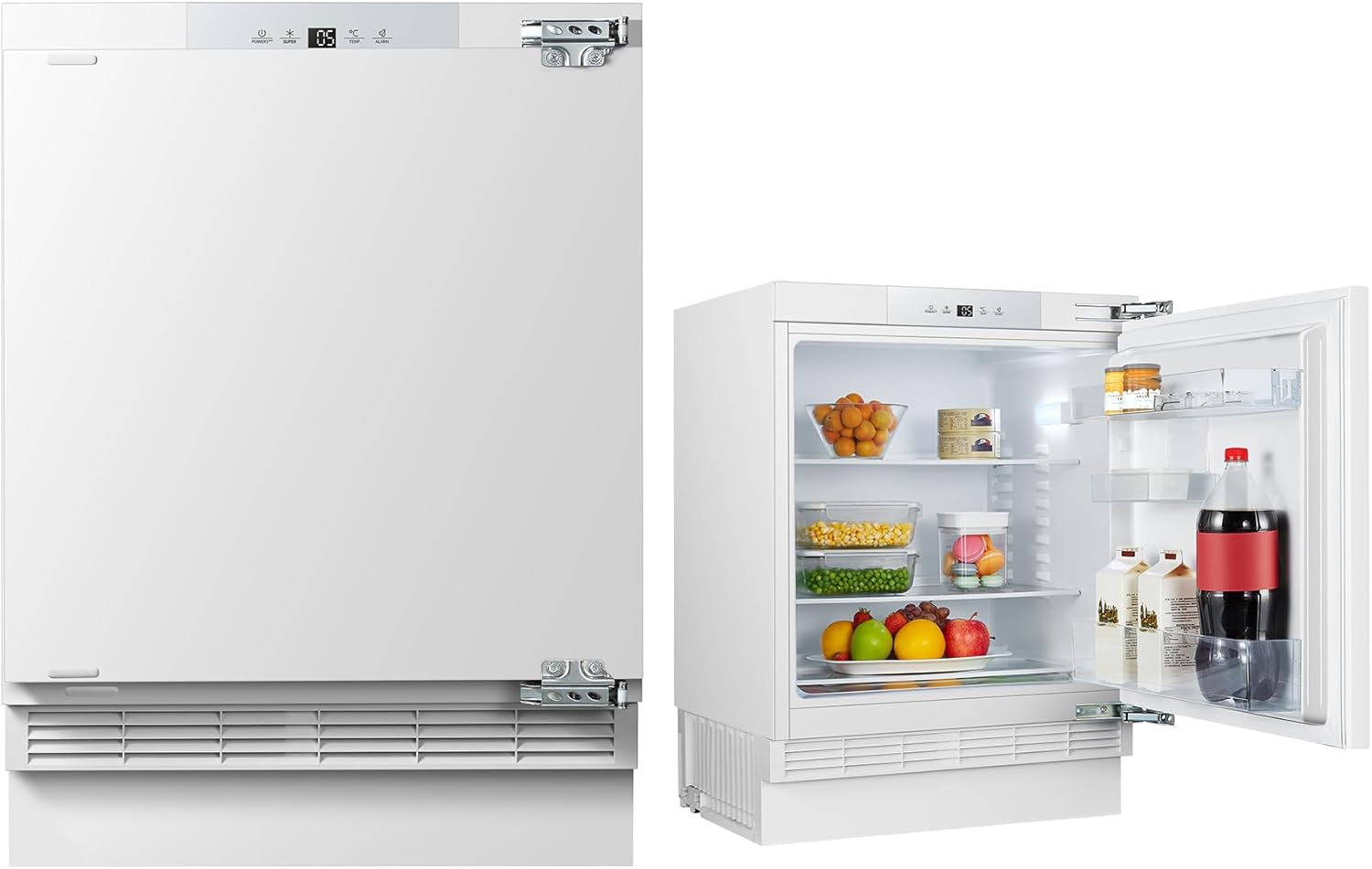 PKM KS133UBE Built-In Full-Room Refrigerator, 138 Liter Net Capacity, Fixed Door Technology, Interchangeable Door Hinge, LED Lighting