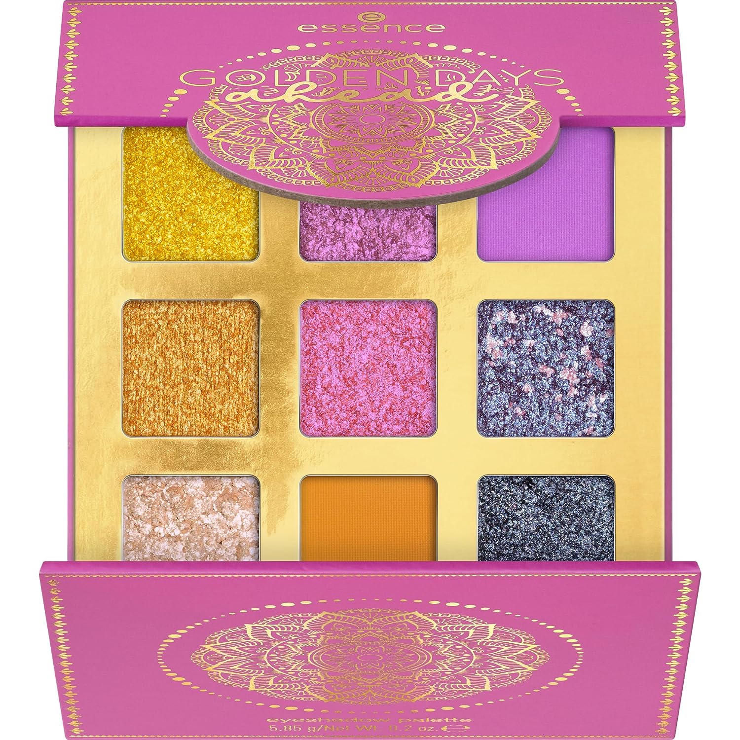 essence cosmetics Essence Golden Days ahead Eyeshadow Palette, No. 01, Multicoloured, 9 Colours, Glossy, Intense, Vegan, No Microplastic Particles, Nanoparticles Free, Perfume, Pack of 1 (5.85 g)