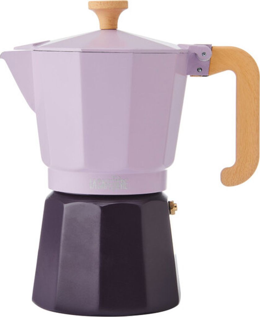 La Cafetiere La Cafetière Espresso Kettle 6 Cups Bicolour Purple, made of aluminium, Compatible with gas, electric, and ceramic hobs, Traditional Italian Espresso Kettle, Hand wash only, 290 ml