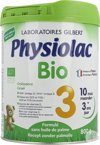 Laboratoires Gilbert Physiolac Bio 3 Growth Milk 10 Months To 3 Years Can 800g