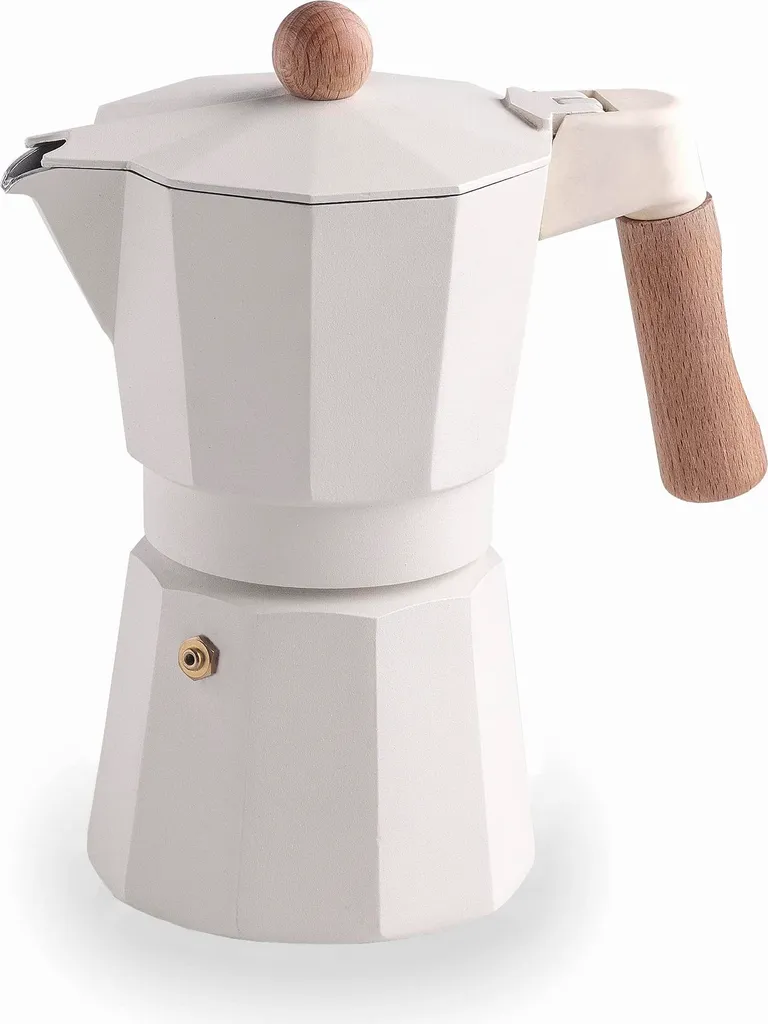 LACOR - 62096 - Italian Trento White Coffee Maker, Express Coffee Maker, Cast Aluminum, Suitable for All Types of Hobs Including Induction, 6-Cup Capacity, Matte White Finish