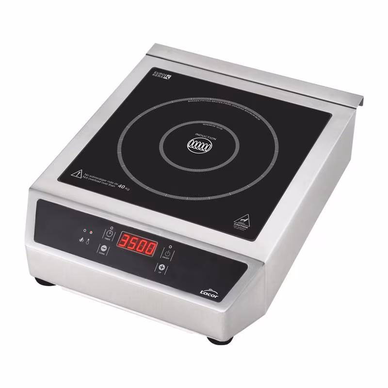 LACOR – 69132 – Portable induction hob, glass surface, touch control, 17 power levels, two burners 12 and 28 cm