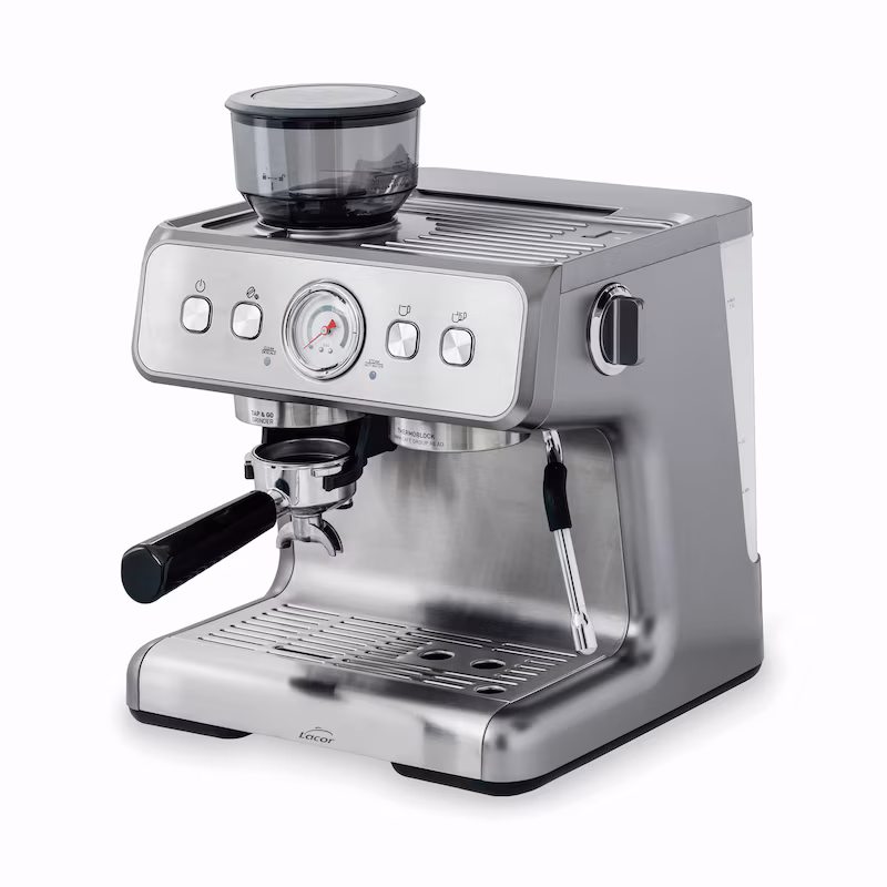 Lacor – 69428 – Espresso Pro Coffee Machine, with evaporator and grinder, including accessories, 20 shots, stainless steel, 1550 W, 2.8 l