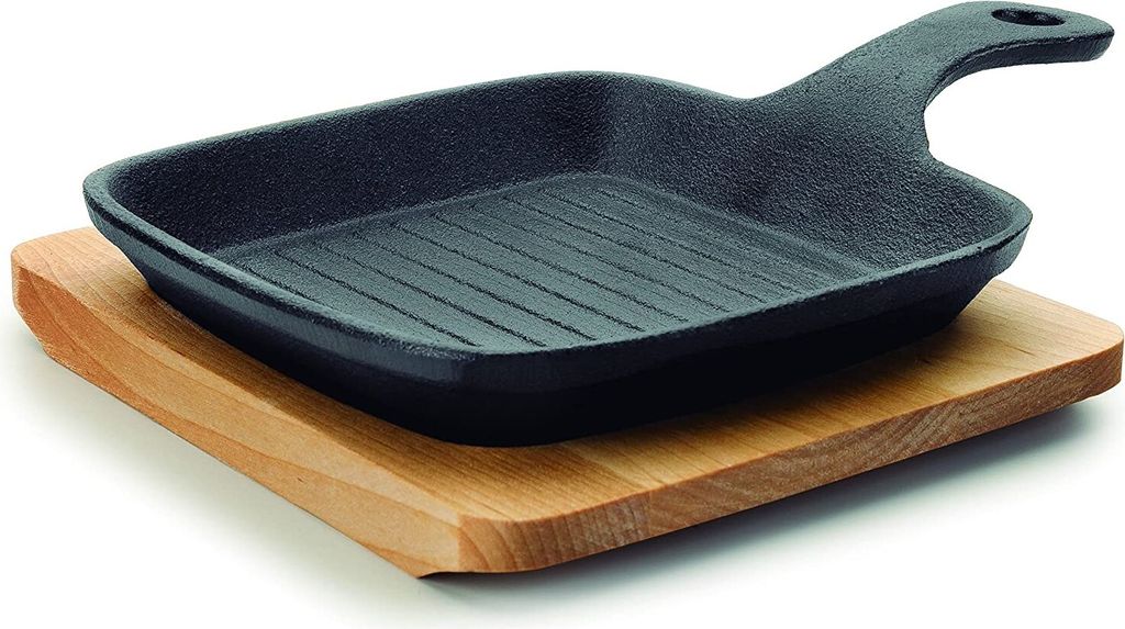 LACOR Mini Grill Pan Magma, Cast Iron, Black, 21 cm