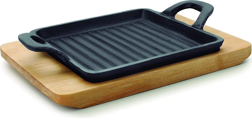 LACOR Mini Square Grill Pan Magma, Cast Iron, Black, 14 cm