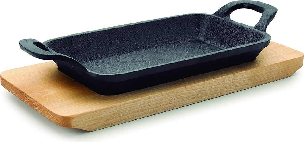 LACOR Mini Rectangular Grill Pan Magma, Cast Iron, Black, 22 cm