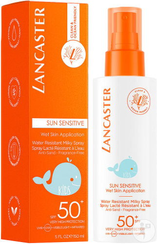 Lancaster Sun Sensitive Kids Sun Milk SPF50+ Waterproof Wet Skin Sand Repellent Pump Spray 150ml