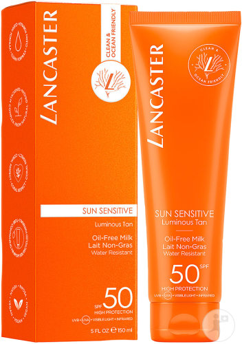 Lancaster Sun Sensitive Luminous Tan Oil Free Milk SPF50 Waterproof Tube 150ml