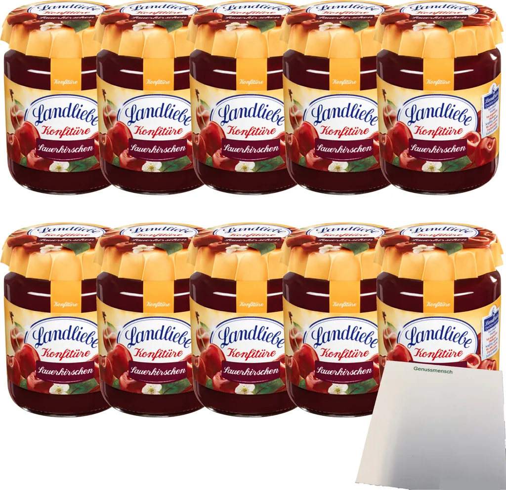 Landliebe Jam Sour Cherries 10-pack (10x200g jar) + usy Block