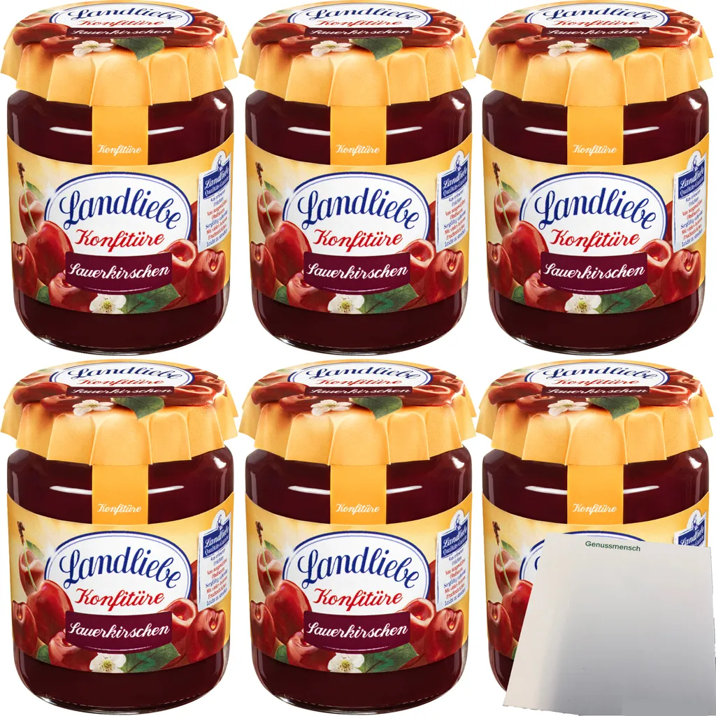 Landliebe Jam Sour Cherries 6-pack (6x200g jar) + usy Block