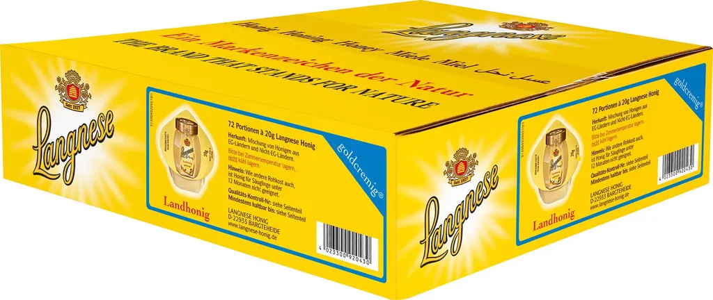Langnese sun-yellow, finely creamy country honey, portions 72x20g