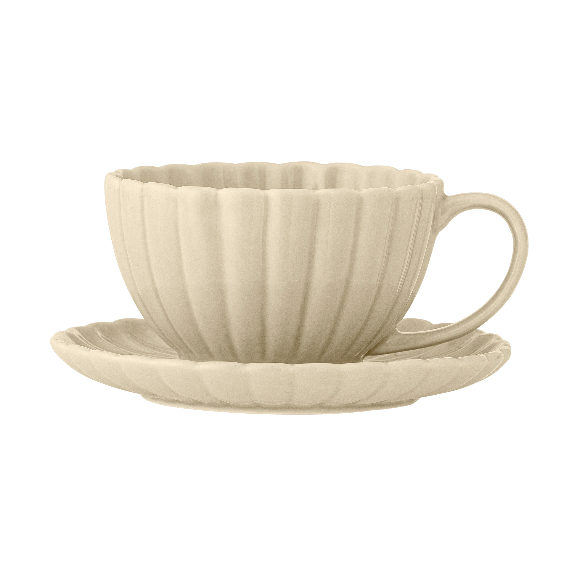 Bloomingville Latina Cup 22 cl with Saucer, Natural