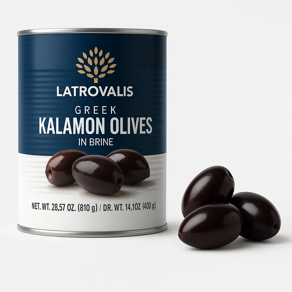 Latrovalis, Kalamata Pitted Olives – 810g, Authentic Greek Olives in Brine, Intensely Aromatic, Juicy & Hand-Picked