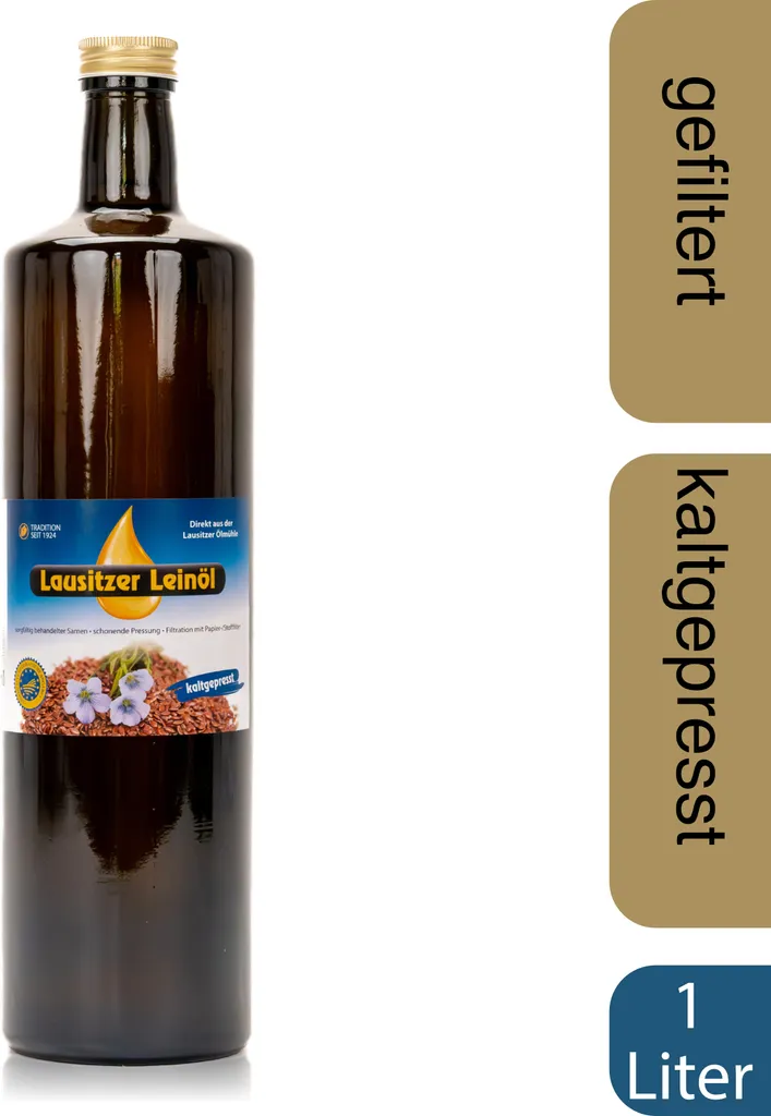 Lausitzer Ölmühle Hoyerswerda Lausitzer linseed oil (cold-pressed linseed oil), 1 liter