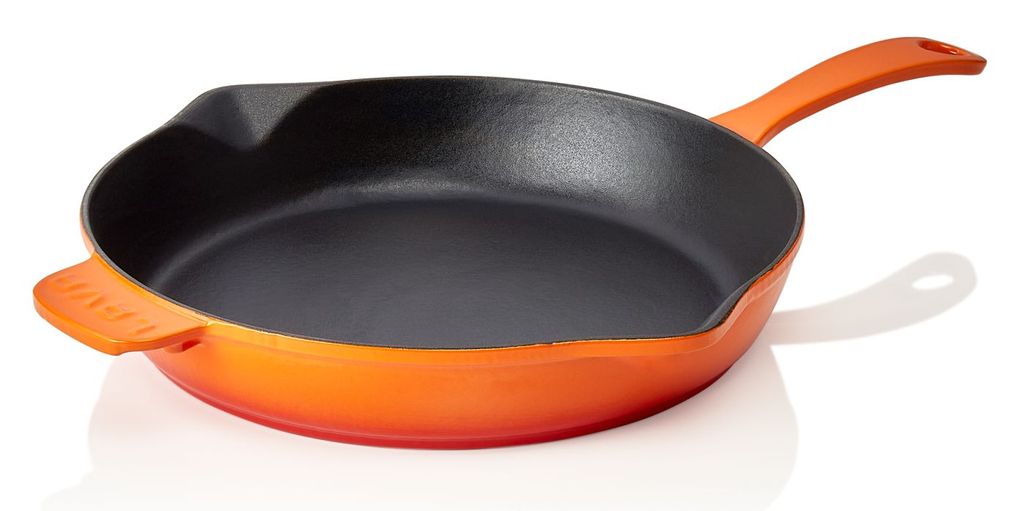 WAS GERMANY LAVA enamelled cast iron frying pan, orange, with pouring rim, ØxH: 28.5 x 5.3 cm