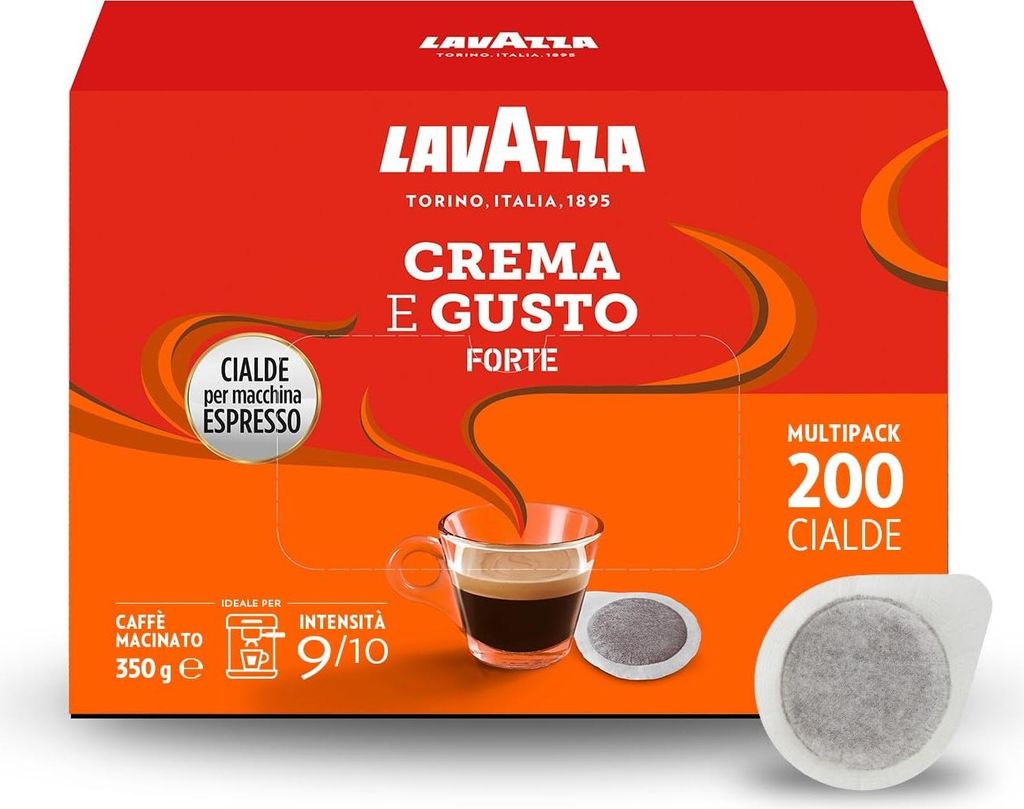 Lavazza, 4 x 50 Creme coffee pods with a strong flavor, for a strong and full espresso, with aromatic notes of wood and tobacco, Arabica and robustness, intensity 1400g