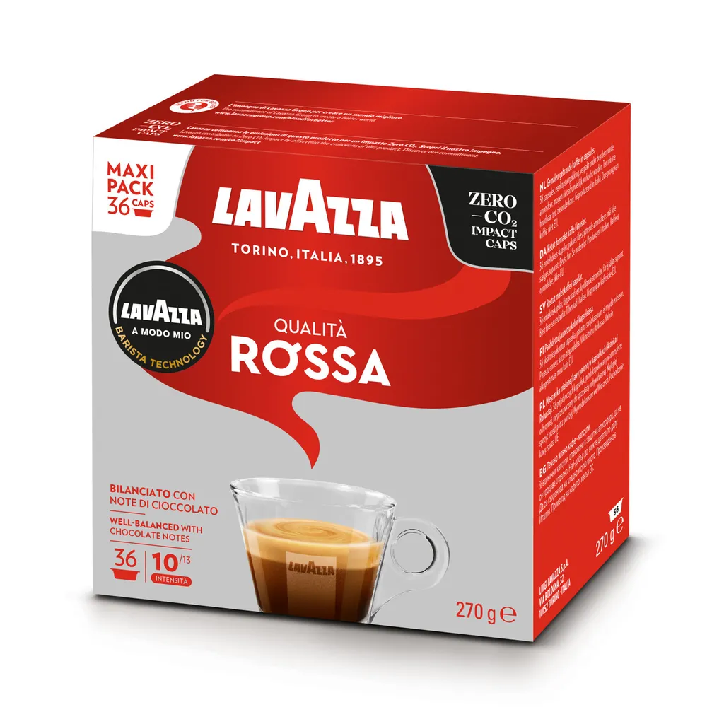 Lavazza A Modo Mio Qualita Rossa, Coffee Capsule, Espresso, A Modo Mio, 36 cups, 10/13, Multicolor 7.5g